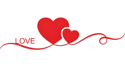 Vector of two hearts connected by a love ribbon