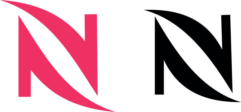 Pink and black stylized letter n vector logos isolated on transparent background
