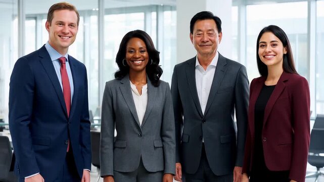 Diverse LGBTQ Business Team Smiling in Modern Office, Inclusive Corporate Portrait