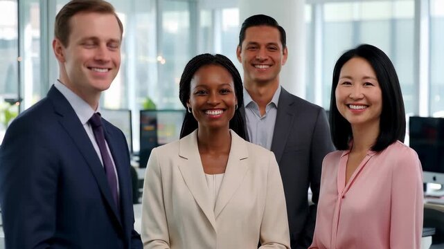Diverse LGBTQ Business Team Smiling in Modern Office, Inclusive Corporate Portrait