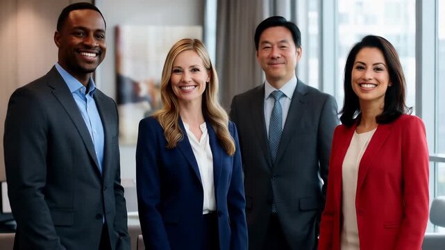 Diverse LGBTQ Business Team Smiling in Modern Office, Inclusive Corporate Portrait