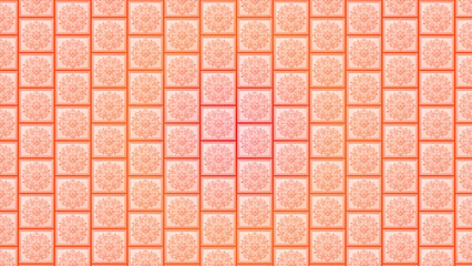 Pink and orange geometric pattern with intricate floral