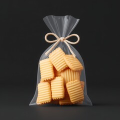 Transparent Bag Filled with Orange Cookies Tied with Twine