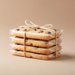 Freshly Baked Cookies Wrapped in Clear Plastic with Twine