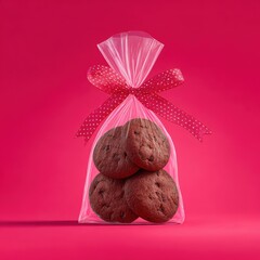 Freshly Baked Cookies in Clear Gift Bag with Red Ribbon Decoration