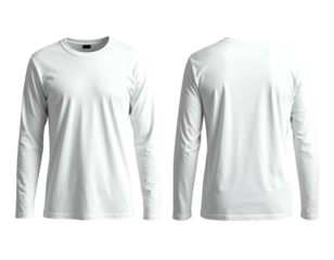 Clean white long sleeve shirt shown front and back