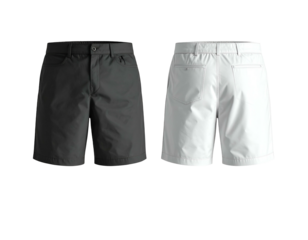 Two pairs of men's shorts, one dark grey, one white