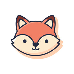 Obraz premium Cute Cartoon Fox Face Vector Illustration
