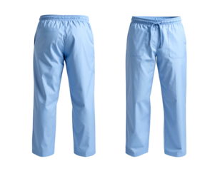Light blue scrub pants front and back views