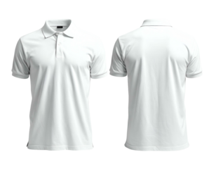 Two views of a plain white collared short-sleeved shirt mockup