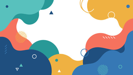 Fototapeta premium Abstract colorful background with wavy shapes and geometric patterns.