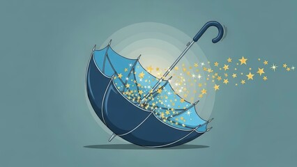 Magical Umbrella Releasing Sparkling Stars and Dreams.