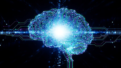 Illuminated digital brain network in cyberspace