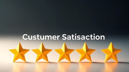 Customer satisfaction concept with abstract rating stars on soft gradient background.