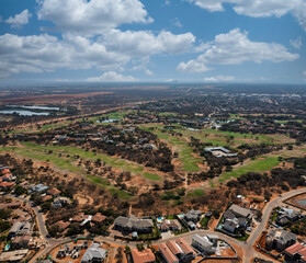 aerial view of the Gaborone Golf Club and the surrounding residential area in Botswana, Africa