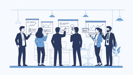 Business Meeting with Presentation Boards and Charts