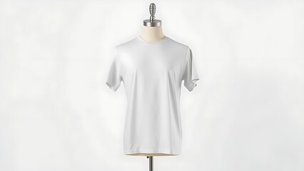 Minimalist blank t-shirt displayed on simple mannequin, showcasing clean and professional aesthetic.