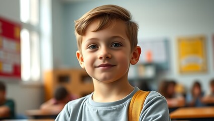 A young student engaged in learning, surrounded by the natural ambiance of a classroom environment.