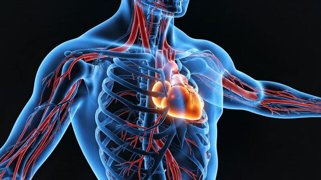 Medical illustration human cardiovascular system anatomy explained