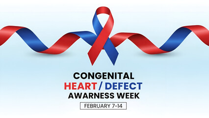 Congenital heart defect awareness ribbon illustration for global health education medical support campaign pediatric care prevention and community awareness