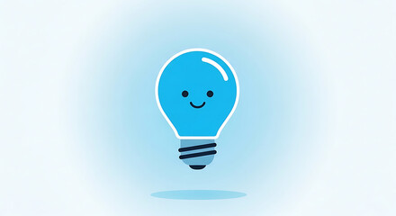 Smiling Light Bulb Cartoon Character Design.
