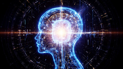 Illuminated neural network brain concept