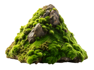 A mossy rock isolated on transparent background