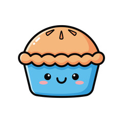 Cute Cartoon Blue Muffin Illustration