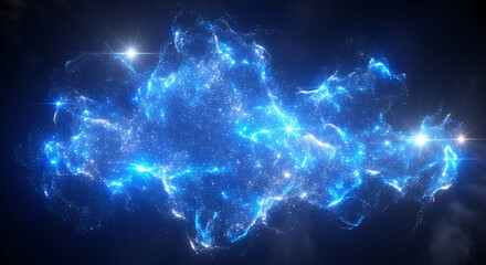 Vibrant Blue Nebula with Shining Stars.