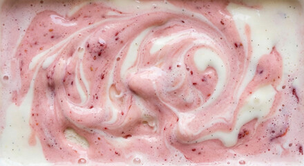 Melting strawberry and vanilla ice cream swirl texture