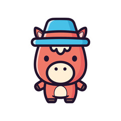 Fototapeta premium Cowboy Cow Cartoon Character Illustration