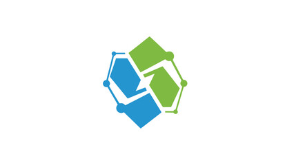 Fototapeta premium Interconnected Blue and Green Shapes Logo.