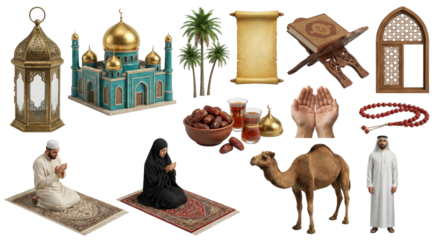 Islamic Culture and Ramadan Symbols Collage