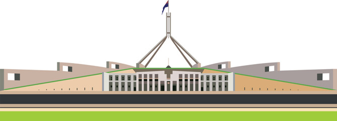 Canberra, Australia's national parliament building is a graceful and deeply symbolic piece of architecture. CANBERRA, AUSTRALIA  federal parliament house at Canberra in the act, Australia © Artstory