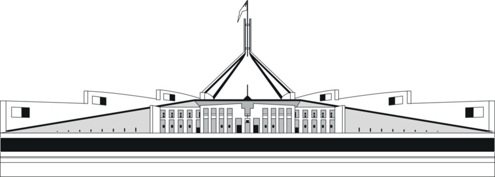 Canberra, Australia's national parliament building is a graceful and deeply symbolic piece of architecture. CANBERRA, AUSTRALIA  federal parliament house at Canberra in the act, Australia