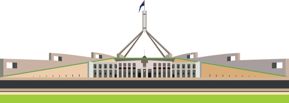 Canberra, Australia's national parliament building is a graceful and deeply symbolic piece of architecture. CANBERRA, AUSTRALIA  federal parliament house at Canberra in the act, Australia