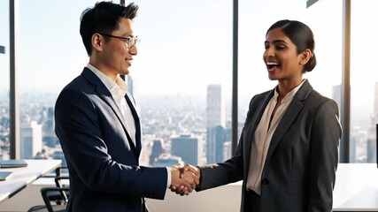 Business Professionals Shaking Hands in Office 2.