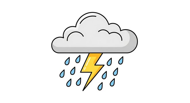 Weather forecast stormy rain cloud icon.