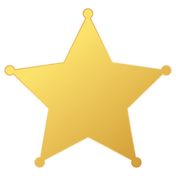 Gold sheriff star icon isolated