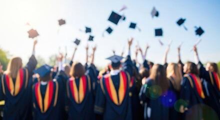 Background of a group of graduate student throwing graduate cap in the air