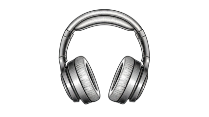 Modern Line Art Headphones With Chromatic Aberration On Black