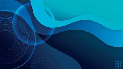 Abstract blue background with fluid shapes and overlapping circular elements