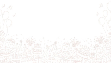 Neon Outline Birthday Celebration Border On Black Background