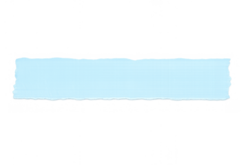 Light blue torn paper strip banner with ripped edges, blank space for text or message, transparent background
