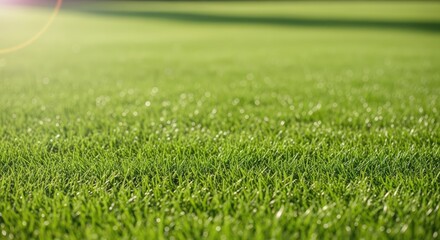 A vibrant green lawn with sunlight shining through the grass, creating a serene and inviting atmosphere.