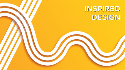 Abstract yellow background with flowing white lines and inspirational design text