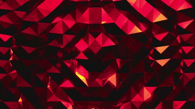 Vibrant red crystal geometric pattern with sharp facets and reflections