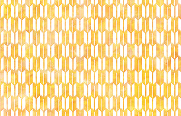 水彩の矢絣模様　背景　黄色　金色