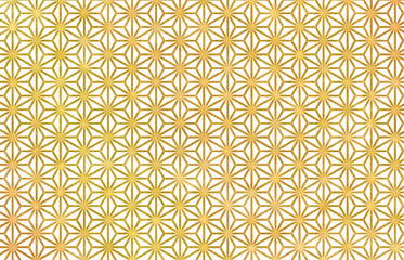 金色の麻の葉模様　水彩　背景　和柄