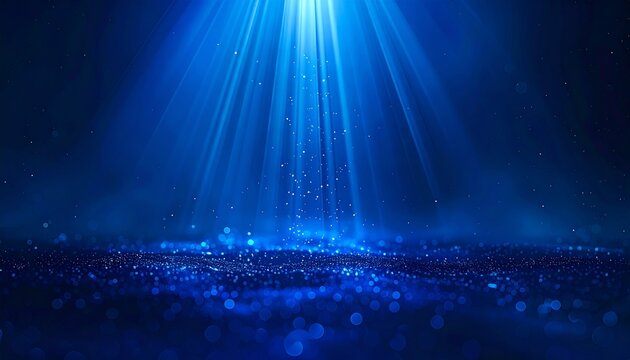 Captivating blue light rays illuminate a shimmering, dusty surface, creating an ethereal and mystical background perfect for magical concepts and grand presentations - Powered by Adobe